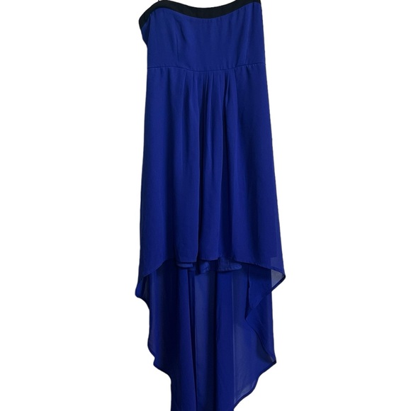 Royal Blue handkerchief Dress with black accents - Picture 3 of 5